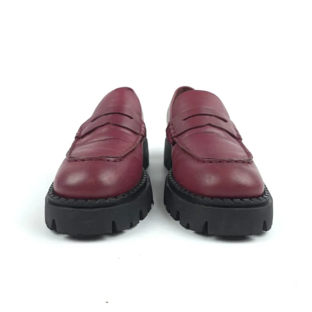 FREE PEOPLE Lyra Lug Sole Loafer Mulberry 39 Dark Academia Preppy Grunge 90s Y2k